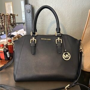 Michael Kors Black Satchel with Gold Hardware